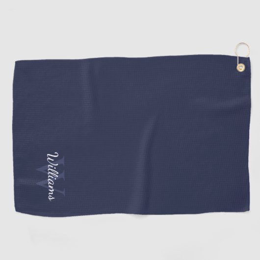 Gepersonaliseerd monogram en naam marineblauw golfhanddoek (Horizontaal)