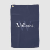 Gepersonaliseerd monogram en naam marineblauw golfhanddoek (Voorkant)
