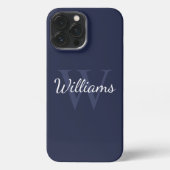 Gepersonaliseerd monogram en naam marineblauw iPhone hoesje (Achterkant)