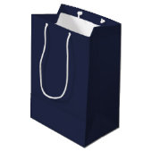 Gepersonaliseerd monogram en naam marineblauw medium cadeauzakje (Achterkant Gekanteld)