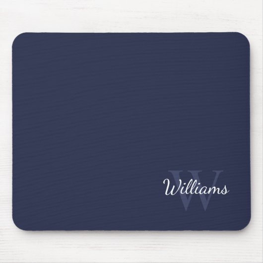 Gepersonaliseerd monogram en naam marineblauw muismat (Voorkant)