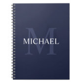 Gepersonaliseerd monogram en naam marineblauw notitieboek (Voorkant)