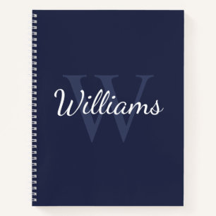Gepersonaliseerd monogram en naam marineblauw notitieboek