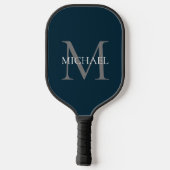 Gepersonaliseerd monogram en naam marineblauw pickleball paddle (Achterkant)