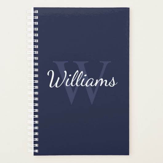 Gepersonaliseerd monogram en naam marineblauw planner (Voorkant)