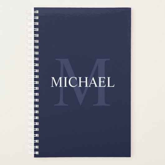Gepersonaliseerd monogram en naam marineblauw planner (Voorkant)