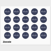 Gepersonaliseerd monogram en naam marineblauw ronde sticker (Vel)
