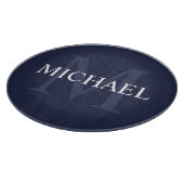 Gepersonaliseerd monogram en naam marineblauw snijplank (Hoek)