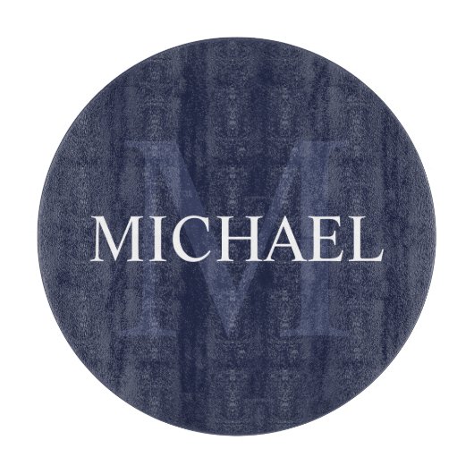 Gepersonaliseerd monogram en naam marineblauw snijplank (Voorkant)