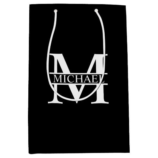 Gepersonaliseerd monogram en naam medium cadeauzakje (Voorkant)