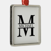 Gepersonaliseerd monogram en naam metalen ornament (Rechts)