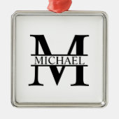 Gepersonaliseerd monogram en naam metalen ornament (Voorkant)