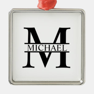 Gepersonaliseerd monogram en naam metalen ornament