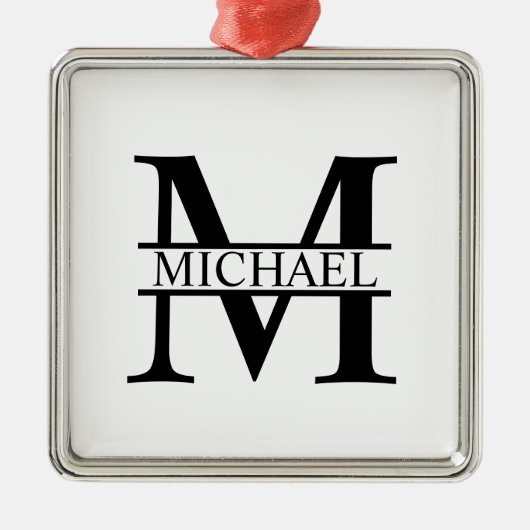 Gepersonaliseerd monogram en naam metalen ornament (Voorkant)