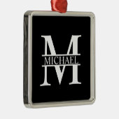 Gepersonaliseerd monogram en naam metalen ornament (Rechts)