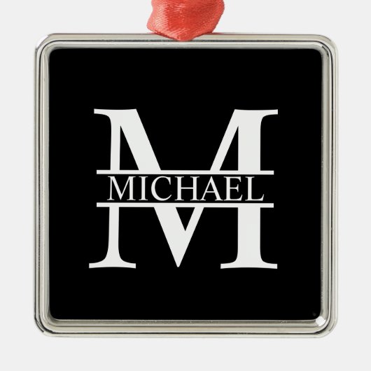 Gepersonaliseerd monogram en naam metalen ornament (Voorkant)