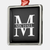 Gepersonaliseerd monogram en naam metalen ornament (Links)