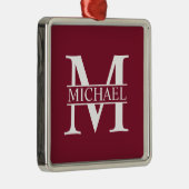 Gepersonaliseerd monogram en naam metalen ornament (Rechts)