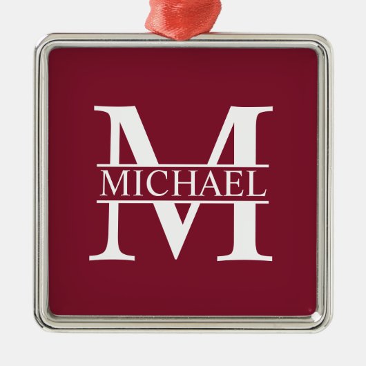 Gepersonaliseerd monogram en naam metalen ornament (Voorkant)