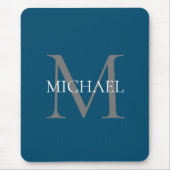 Gepersonaliseerd Monogram en Naam Ocean Blue Muismat (Voorkant)