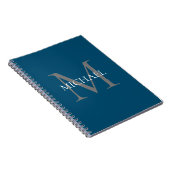 Gepersonaliseerd Monogram en Naam Ocean Blue Notitieboek (Rechterzijde)