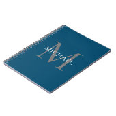 Gepersonaliseerd Monogram en Naam Ocean Blue Notitieboek (Linkerzijde)