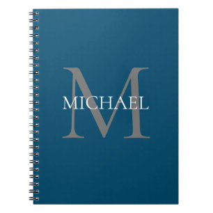 Gepersonaliseerd Monogram en Naam Ocean Blue Notitieboek
