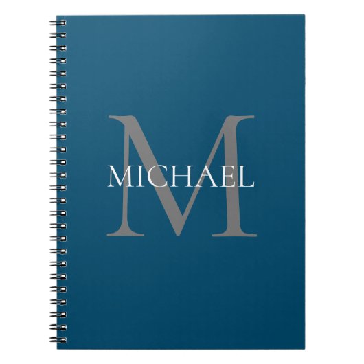 Gepersonaliseerd Monogram en Naam Ocean Blue Notitieboek (Voorkant)