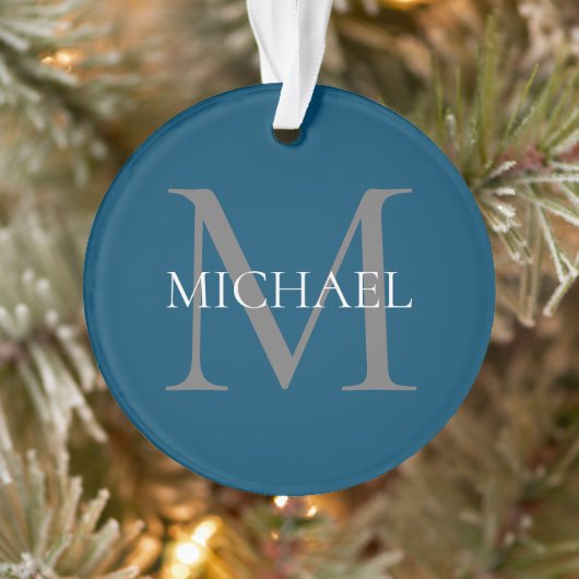 Gepersonaliseerd Monogram en Naam Ocean Blue Ornament (Boom)