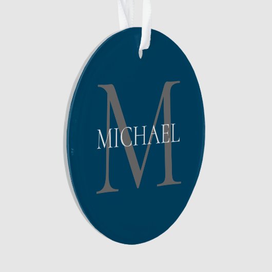 Gepersonaliseerd Monogram en Naam Ocean Blue Ornament (voorkant)