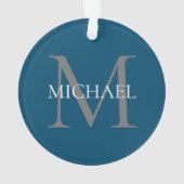 Gepersonaliseerd Monogram en Naam Ocean Blue Ornament (achterkant)