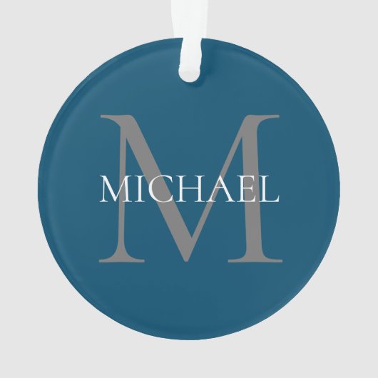 Gepersonaliseerd Monogram en Naam Ocean Blue Ornament (achterkant)