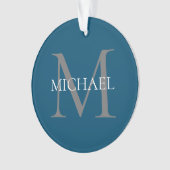 Gepersonaliseerd Monogram en Naam Ocean Blue Ornament (voorkant)