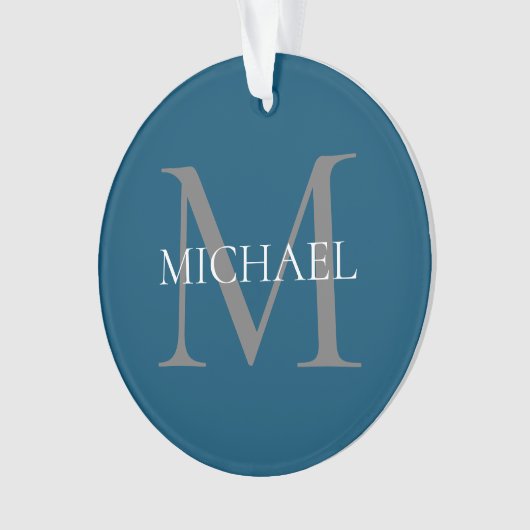 Gepersonaliseerd Monogram en Naam Ocean Blue Ornament (voorkant)
