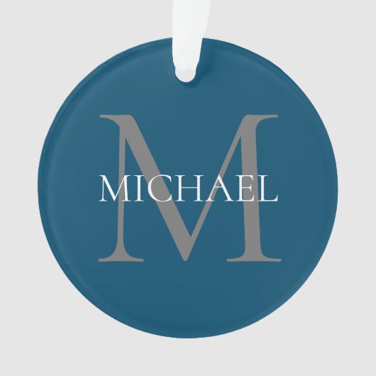 Gepersonaliseerd Monogram en Naam Ocean Blue Ornament (voorkant)