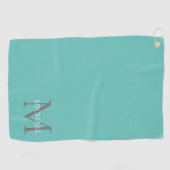Gepersonaliseerd Monogram en Naam Ocean Light Blau Golfhanddoek (Horizontaal)