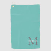 Gepersonaliseerd Monogram en Naam Ocean Light Blau Golfhanddoek (Voorkant)