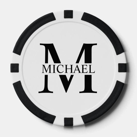 Gepersonaliseerd monogram en naam poker chips (Voorkant)