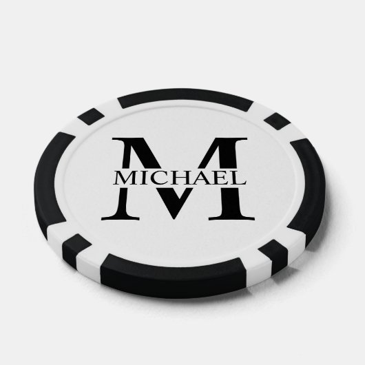 Gepersonaliseerd monogram en naam poker chips (Enkel)