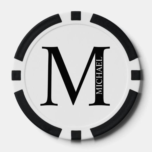 Gepersonaliseerd monogram en naam poker chips (Voorkant)