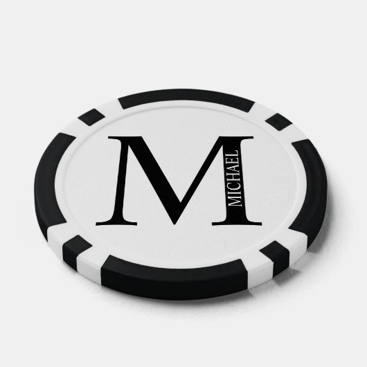 Gepersonaliseerd monogram en naam poker chips (Enkel)