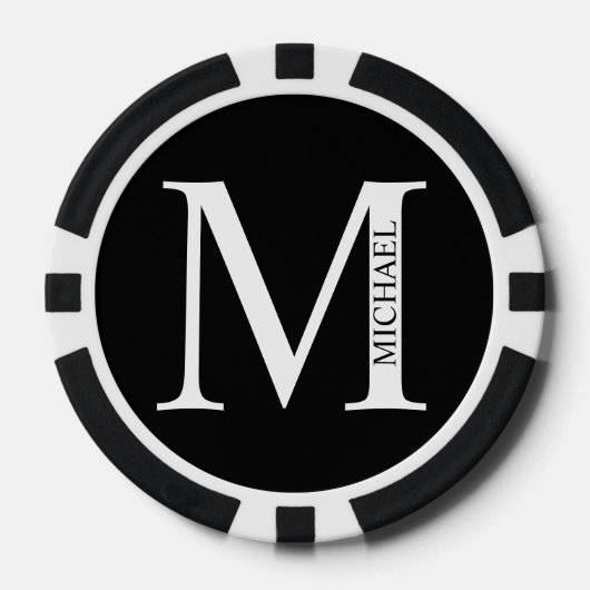 Gepersonaliseerd monogram en naam poker chips (Voorkant)