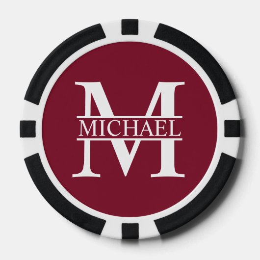 Gepersonaliseerd monogram en naam poker chips (Voorkant)