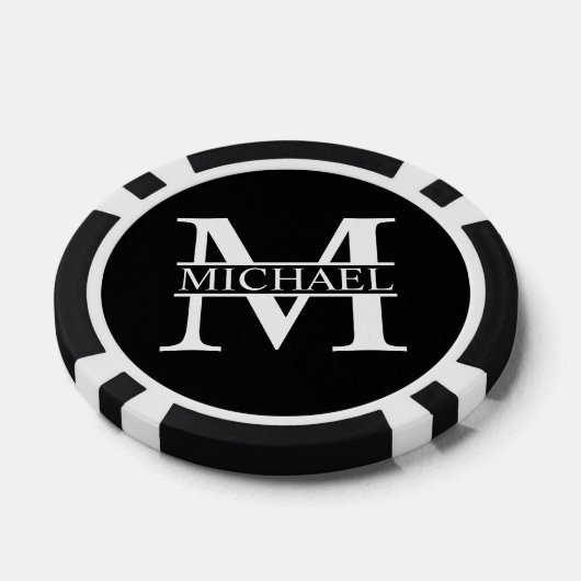 Gepersonaliseerd monogram en naam poker chips (Enkel)