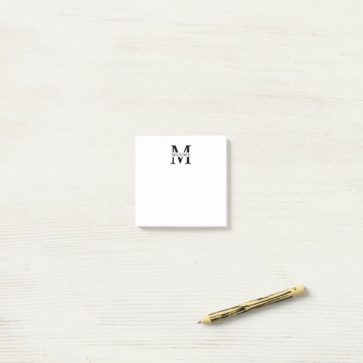 Gepersonaliseerd monogram en naam post-it® notes (Op bureau)