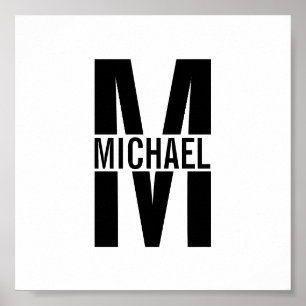Gepersonaliseerd monogram en naam Poster