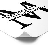 Gepersonaliseerd monogram en naam poster (Hoek)