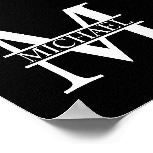 Gepersonaliseerd monogram en naam poster (Hoek)