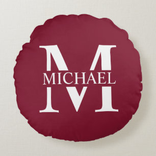 Gepersonaliseerd monogram en naam rond kussen