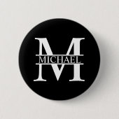 Gepersonaliseerd monogram en naam ronde button 5,7 cm (Voorkant)